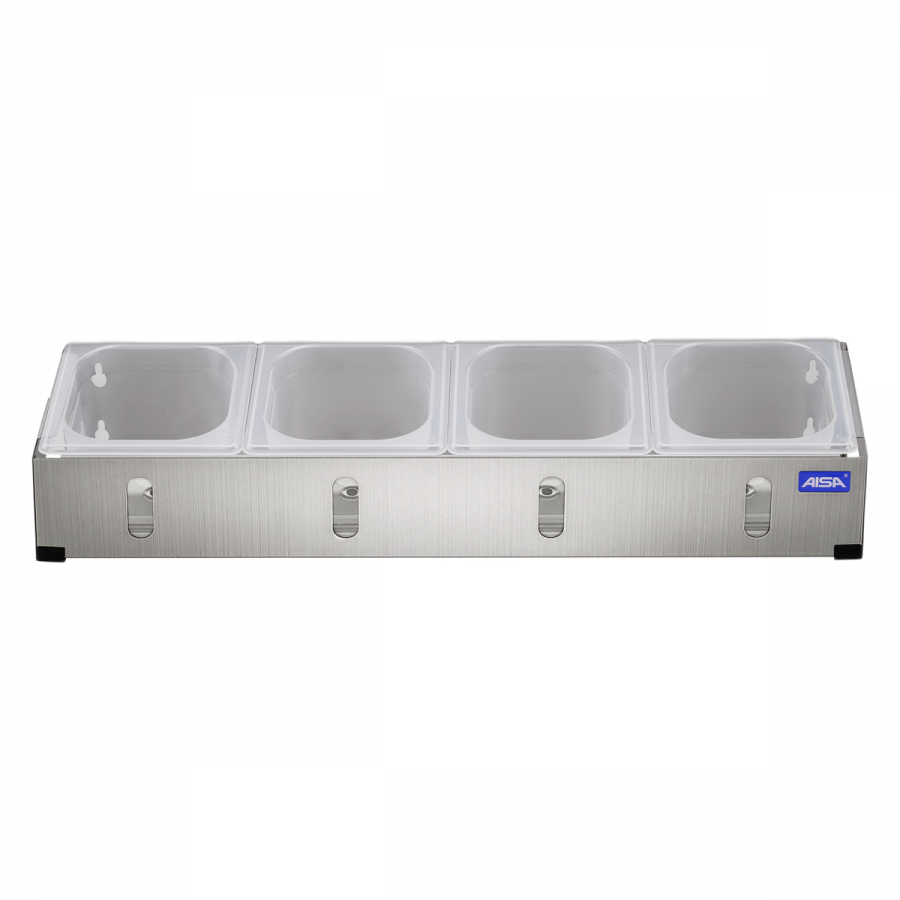 Condimentadora Pizzarola Inox 4 Cubas Acrílico Tampa Individual - Aisa
